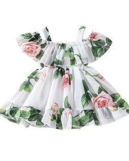 Buy & Try by Dharmikaay Girl's Lycra Floral Printed Frock Dress for Girls Short Frock Baby Princess Western Dresses| Stylish Fancy Kids Clothing for New Year, Fashion.