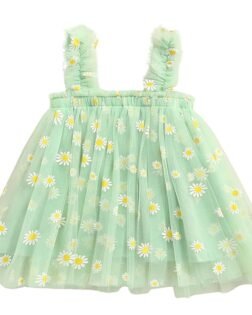 TotzTouch Baby Girls Dress | Frock Cami Strap Flared Printed Net Sleeveless Gown 3 Set