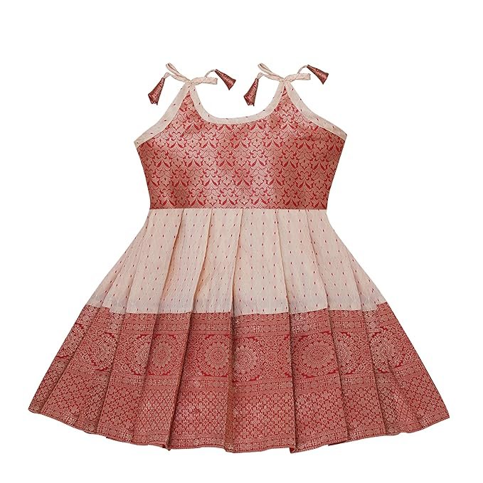 PW PLATYPUS WORLD Baby Girl's New south Indian traditional pattu pavadai Jecquard lehengha choli