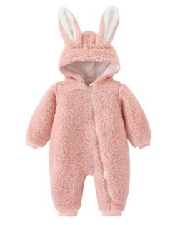 Baby Bucket Single Zip Warm Fleece Hooded Romper