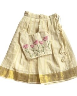 Picksparrow Baby Girl Pattu pavadai/Lehenga Choli/Hand-embroidered Traditional Ethnic Dress