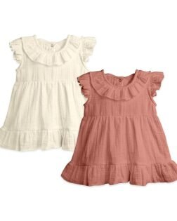 Kidbea® Baby Girls Midi/Knee Frocks Birthday Gift | Summer Dress | New Cute Trendy Frock Made with 100% Linen Fabrics