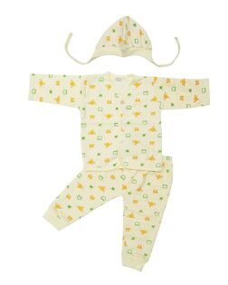 Baby Boys and Girls Hosiery Wear 3 Piece Set (Vest/T-Shirt, Pyjama/Track Pant and Cap)