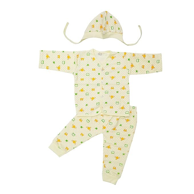 Baby Boys and Girls Hosiery Wear 3 Piece Set (Vest/T-Shirt, Pyjama/Track Pant and Cap)