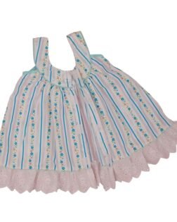 Adorable Baby Frock with Bloomers | Cotton Lace Dress | Floral Stripes | Comfy Fit | Ruffled Sleeves | Everyday Outfit