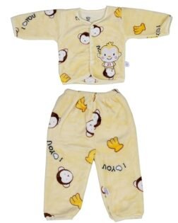 Printed Top-Pyjama Set for Baby Boys Yellow 0-6 Months
