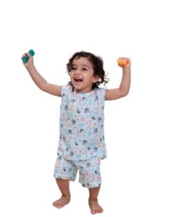 Organic Cotton Half Sleeve Top and Shorts Set | Night Suit for Boys & Girls | Sleepwear Kids Products | Night Wear Rompers | Full Cover Dress