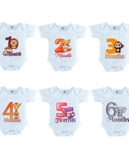 Monthly Milestone Birthday Dress Romper bodysuit Onesie for Baby Boy Girl and Newborn