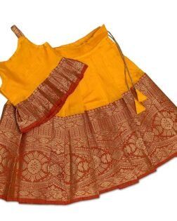 Picksparrow Baby Girl Pattu Pavadai/Kids Lehenga Choli (Pleated Top)