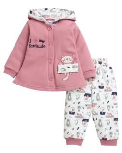 BUMZEE Girls Fleece Printed Full Sleeves Winter Wear Set (Peb9836)