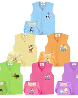 Toddylon New Born Baby Clothes Jhabla & Non Padded Single Layer Nappy | Clothing Sets | Tshirt | Cloth Diaper | Langot | Cotton Dress | Summer Wear | Sleeveless Vest | Gift Combo (0-6 Months)