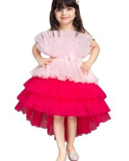 Inayah Fashion Premium Designer Ruffle Tulle High-Low Party Dress for Girls
