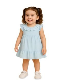 Kidbea® Baby Girls Linen Western Dress | Lightweight, Breathable & Stylish Frock | Comfortable Party & Casual Wear for Girls
