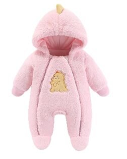 Baby Bucket Dual Zip Warm Fleece Hooded Romper for Baby Boy Girl