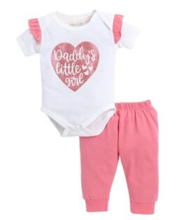 POLKA TOTS 100% Cotton Unisex Newborn Baby Clothes Set | Half Sleeve Onesie with Leggings | Baby Rompers and Bottoms for Boys & Girls | Stylish Printed Kids Winter Wear Dress for New Born to 12 Months