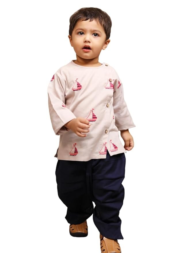 POLKA TOTS Elegant Traditional Dhoti Kurta Set for Baby Boys – Soft Cotton Ethnic Dress for Festivals And Weddings