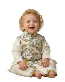 A.T.U.N. (ALL THINGS UBER NICE) Baby Boys Ethnic Kurta Dhoti Set with Printed Nehru Jacket | Traditional Indian Festive Clothing Sets | Elegant Wedding Celebration Outfit | Premium 3 Piece Kurta Set
