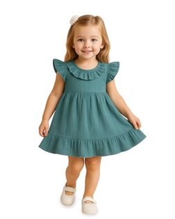 Kidbea® Baby Girls Linen Dress for Kids | Soft, Breathable & Comfortable Western Frock | Trendy Casual, Party & Festive Outfit for Girls