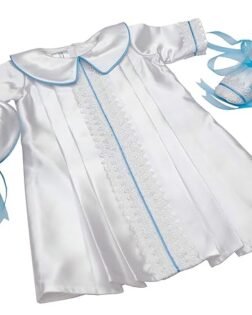 Baby Boy's Fit And Flare Floor Length Christening Dress JBCD2107008A (White_0-3 Months)