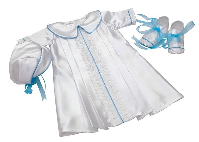 Baby Boy's Fit And Flare Floor Length Christening Dress JBCD2107008A (White_0-3 Months)