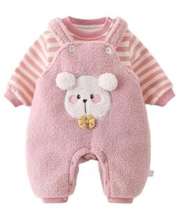 Hopscotch Girls Full Sleeves Pink Teddy Applique Bodysuit with Blouse