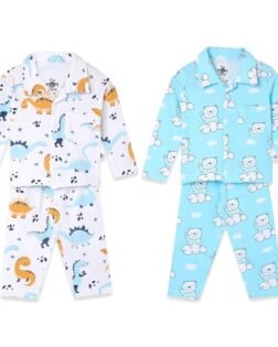 The Mom Store Baby and Kids Cotton Printed Pyjama Set Combo | Printed | Cotton | Nightwear | Sleepwear | Trendy Nightsuit Set for Boys and Girls