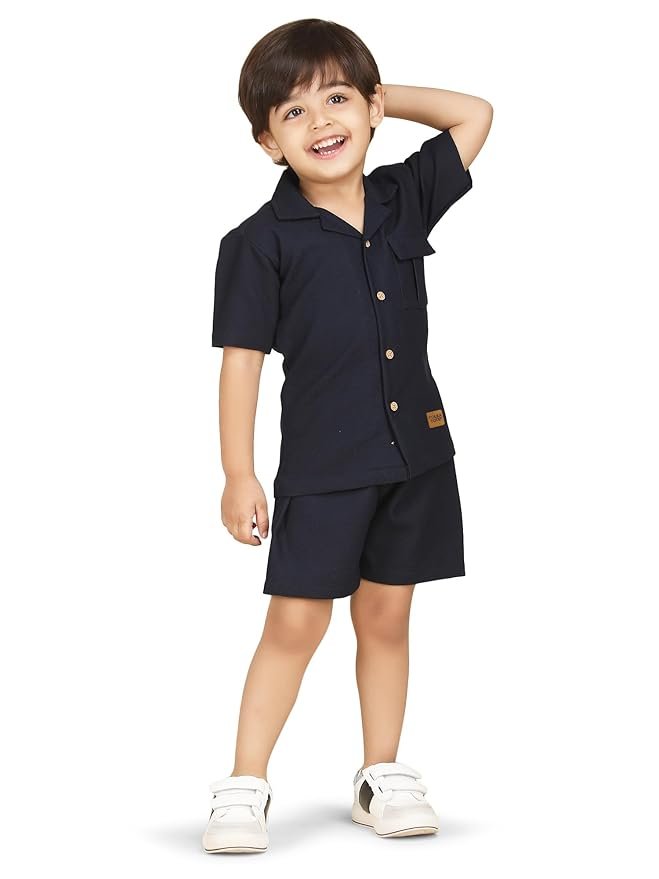 POLKA TOTS Cotton Baby Boys Co-ords Set | Half Sleeves Shirt & Shorts Outfit for Kids & Toddlers | Soft Breathable Summer Clothing Set | Casual Wear Dress