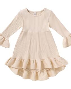 YOUNGER TREE Toddler Baby Girls Spring Clothing Solid Color Cotton Pit Irregular Skirt Winter Dress Long Sleeve Skirt Outfits