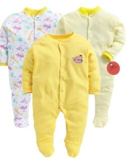 EIO® 100% Cotton Rompers Sleepsuits Jumpsuit Night Suits for Infants Newborn Baby Boys & Girls