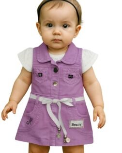 Baby Girls' Denim Dungaree Set with White Printed Top | Adjustable Straps & Stylish Comfortable Fit for Kids