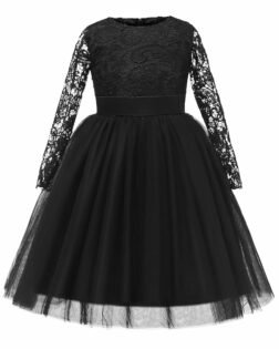 ABAO SISTER Flower Girl Dress Long Sleeves Lace Top Tulle Skirt Kids First Communion Gowns