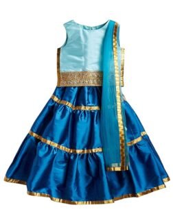 A.T.U.N. (ALL THINGS UBER NICE) Girls Gota Lace Tiered Readymade Lehenga Choli and Dupatta Set | Traditional Ethnic Wear Clothing Set for Festival Occasions