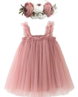 BGFKS Layered Tulle Tutu Dress for Toddler Girls,Baby Girl Rainbow Tutu Princess Skirt Set with Flower Headband.