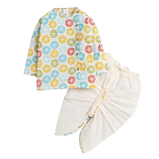 POLKA TOTS Elegant Traditional Dhoti Kurta Set for Baby Boys – Soft Cotton Ethnic Dress for Festivals And Weddings