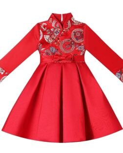 EnJoCho Newborn Baby Girl Clothes 2-14Years Kid Girl Chinese New Year Tang Suit Princess Dresses Clothes (Red -078A#, 11-12 Years)