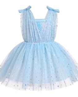 Toddler Baby Girls Tutu Dress Sleeveless V Neck Sparkle Sequins Glitters Princess Tulle Birthday Party Dress