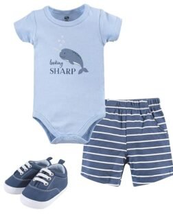 Hudson Baby Kid's Cotton Bodysuit, Bottoms and Shoe Set Pants