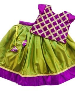 A.T.U.N. (ALL THINGS UBER NICE) Girls Gota Lace Tiered Readymade Lehenga Choli and Dupatta Set | Traditional Ethnic Wear Clothing Set for Festival Occasions