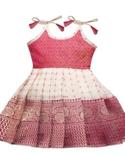 PW PLATYPUS WORLD Baby Girl's Pattu Pavadi Tapeta Silk Readymade Frock