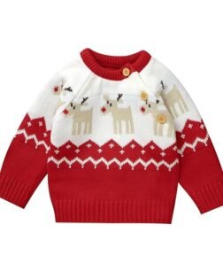 mimixiong Baby Christmas Sweater Toddler Reindeer Outfit Red Clothes