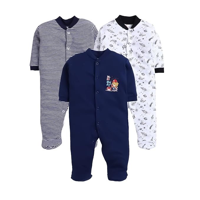 EIO® 100% Cotton Rompers Sleepsuits Jumpsuit Night Suits for Infants Newborn Baby Boys & Girls