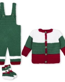 Handmade Crochet Knitted Multicolor Bib Pyjamas Sweater Set with Shoes for Baby Boys & Girls Wedding New Born Showers Photography 0-24 Months.