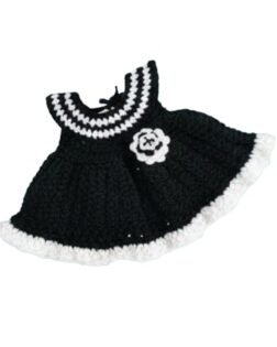 Handmade Crochet Baby Dress Black | Soft Knitted Woolen Frock for Newborns & Infants | Elegant & Comfortable Outfit for Parties, Photoshoots & Gifting