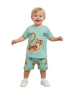 A.T.U.N. (ALL THINGS UBER NICE) Baby Boys and Girls Cotton Short Sleeve Printed T-Shirt and Shorts Set | Soft Printed Comfortable Clothing Set | Stylish Playtime Outfit for Unisex Babies