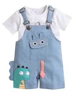 Hopscotch Boy's Cotton Blend Solid Dungaree
