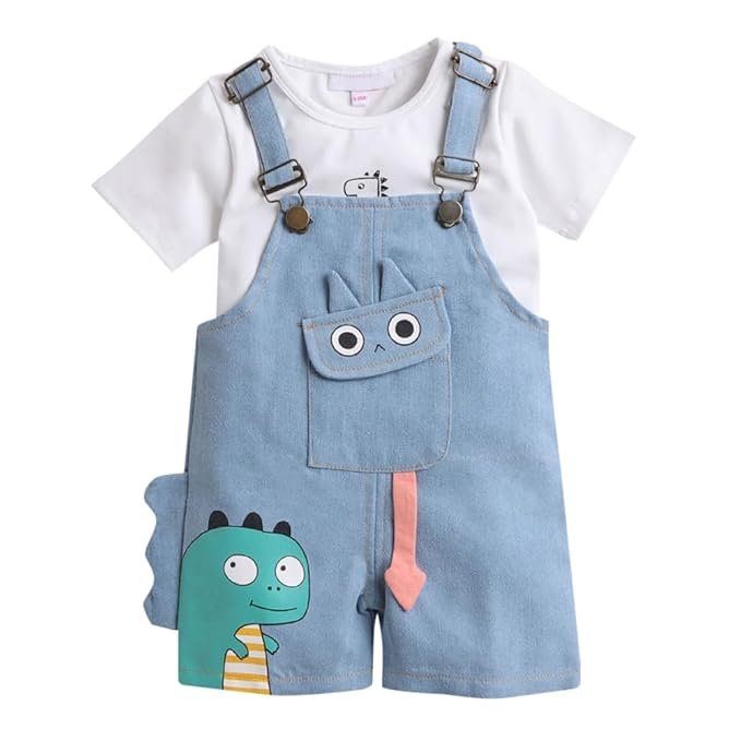 Hopscotch Boy's Cotton Blend Solid Dungaree