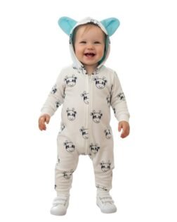 A.T.U.N. (ALL THINGS UBER NICE) Baby Boys and Girls Cotton Jumpsuit | Soft Front-Zip Romper with Cute Ear Hoodie for Unisex Babies