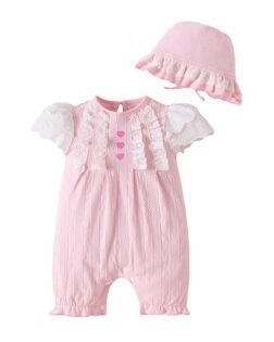 Hopscotch Girls Short Sleeves Pink Angel Wings Romper
