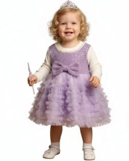 A.T.U.N. (ALL THINGS UBER NICE) Baby Girls Winter Cotton Party Dress | Soft Warm Full Sleeve Dress with Cute Detailing | Comfortable for Kids