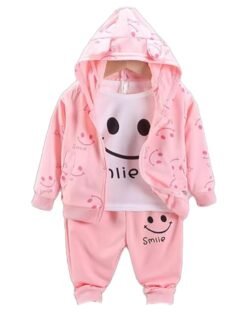 Bold N Elegant Cotton Classy Solid Stripe Print T-Shirt With Hood Jacket & Jogger Pants 3 Piece Winter Clothing Set For Infant Toddler Baby Boy's Girl Kids